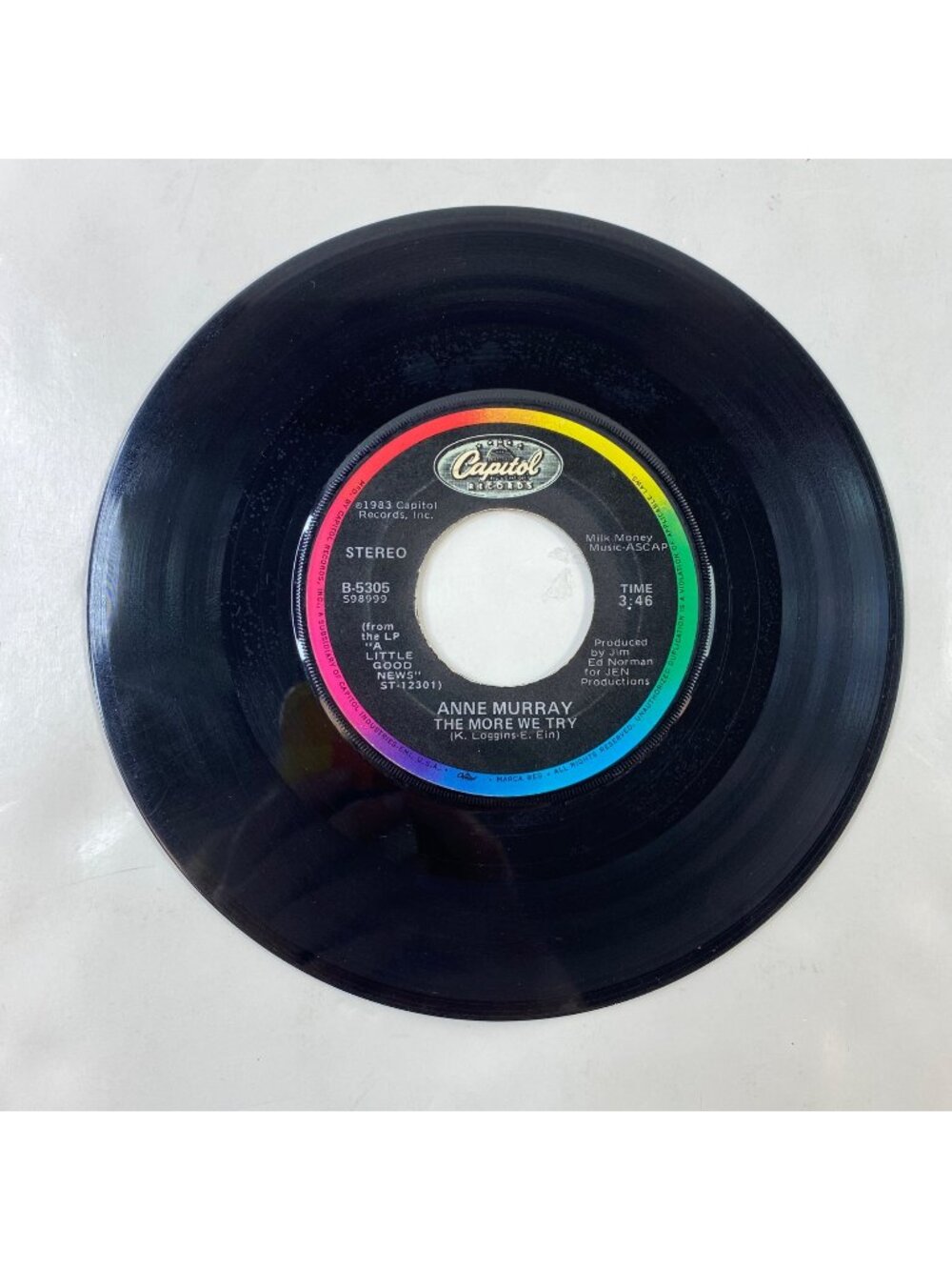 Vintage Capital Records 45 Vinyl Anne Murray The More We Try/That's Not The Way